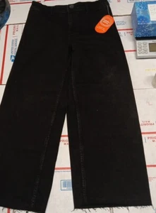 Wonder Nation Girls Cropped Wide Leg Jean, Black Dark Wash, L 10-12 - Picture 1 of 6