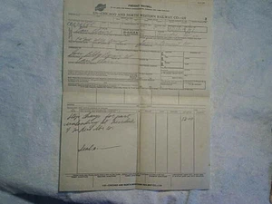1955 CHICAGO & NORTHWESTERN RAILROAD FREIGHT WAYBILL,Eau Claire,Necedah,cement - Picture 1 of 2