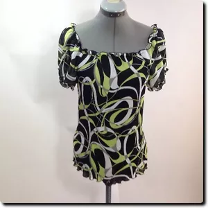Top M de manga corta azul diamante negro y verde - Imagen 1 de 5