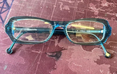 Gafas de sol finas azul oscuro vintage años 90 L.A.Eyeworks "Grill" #258 envío rápido Foto 1 de 4