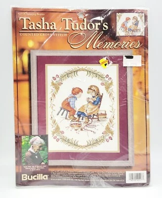 Bucilla Counted Cross Stitch Kit Tasha Tudors Memories 42517 Stringing Berries - Image 1 of 4