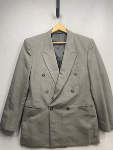 London Square Blazer Suit Jacket Double Breasted 40R Wool Blend Plaid Sport Coat - Picture 1 of 9