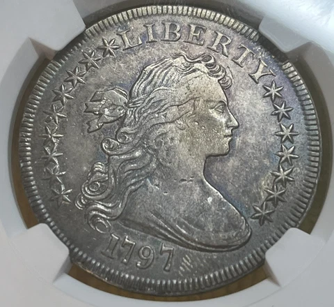 1797 Draped Bust Dollar 9x7 Stars Small Letters Ultra Rare Cover