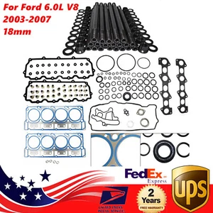 Powerstroke Diesel Head Stud Set & Head Gasket For 2003-2007 Ford 6.0L V8 18mm - Bild 1 von 12