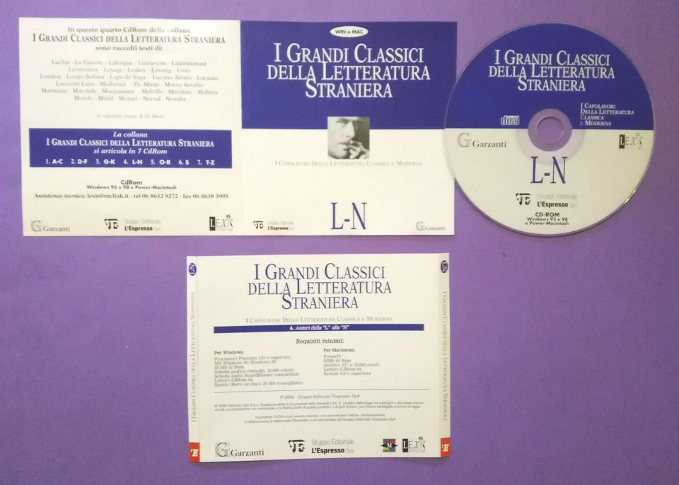 Cd-Rom I Grandi Classici Della Letteratura Straniera 4.Autori Dalla L alla N(L33 - Immagine 1 di 1