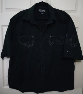 Eight 732 Shirt Men's XL Black Button Front Short Sleeves Collared Prime Cut - Image 1 of 4