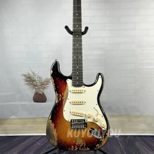 Guitarra eléctrica Sunburst personalizada reliquias pesadas envejecida diapasón de palisandro en stock - Imagen 1 de 14