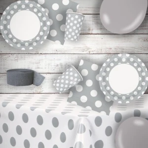 Silver Party Decorations Banners Supplies Tableware Plates Napkins Cups Bunting - Picture 1 of 55