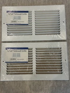 Sidewall Grille- set of 2- 12" x 6"- Wall vents- WHITE- SKU # 639-8541 - Picture 1 of 3