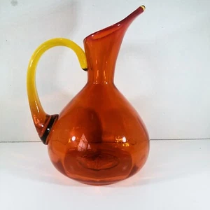 Rainbow Amberina Optic 10” Pitcher With Amberina Handle (BC) - Picture 1 of 9