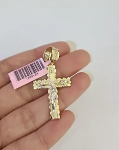 14k Cross Nugget Pendant Jesus Crucifix 14kt Charm REAL Yellow Gold Religious - Picture 1 of 5