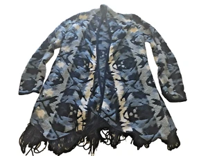 Cárdigan mujer LUCKY BRAND flecos delanteros abiertos talla M polar azteca manga larga - Imagen 1 de 8