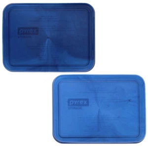 Pyrex 7210-PC-TR 3-Cup Translucent Marbled Blue Food Storage Lids (2 Pack) - Picture 1 of 5