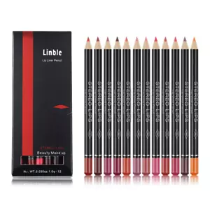 Matte Lip Liner Pencil Set - 12 Assorted Colors Natural Lip Makeup Soft Pencils - Picture 1 of 12