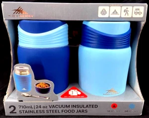 NEW High Sierra Set Of Two 24oz Stainless Steel Insulated Flask Blue Food Jars - Picture 1 of 8