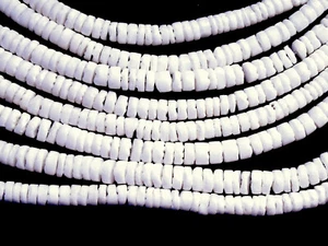 3 Strands large 5mm Heishi Shell Beads, White Clam Shell, Native American - Picture 1 of 1
