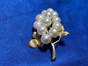 VINTAGE 14K PEARL GRAPE CLUSTER BROOCH PIN ESTATE FIND- 8 grams VERY NICE! - Picture 1 of 8