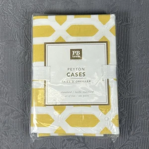 Pottery Barn Teen Set Of Two Peyton Yellow and White Cotton Standard Sham - Picture 1 of 6
