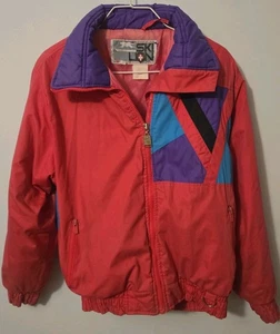 Vintage 80s Women’s Small Ski Lion Colorblock Ski Jacket Retro Snow Winter Coat - Picture 1 of 3