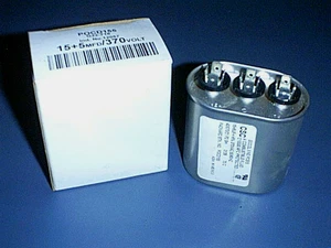 New in Box CSC Capacitor 15+5 MFD UF /370 Volt / 50/60 HZ Oval with 3 Connectors - Picture 1 of 3