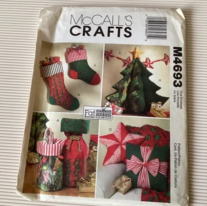 McCalls M4693 Christmas Crafts Pattern UNCUT Plush Tree Pillows Bags Stockings - Picture 1 of 3