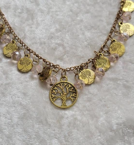 Pink Tree Of Life Pendant Chain Necklace 20in - Picture 1 of 8