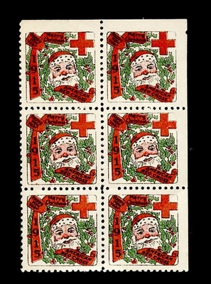 U.S. CHRISTMAS SEAL Sc# WX16 SANTA CLAUS BLOCK of 6 / 5 MNH,OG , 1 MINT,OG - Image 1 of 4