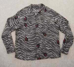 Camisa Allsaints Lázaro Para Hombre Extra Grande Gris Negra Abotonada Lázaro Estampado Cebra - Imagen 1 de 14