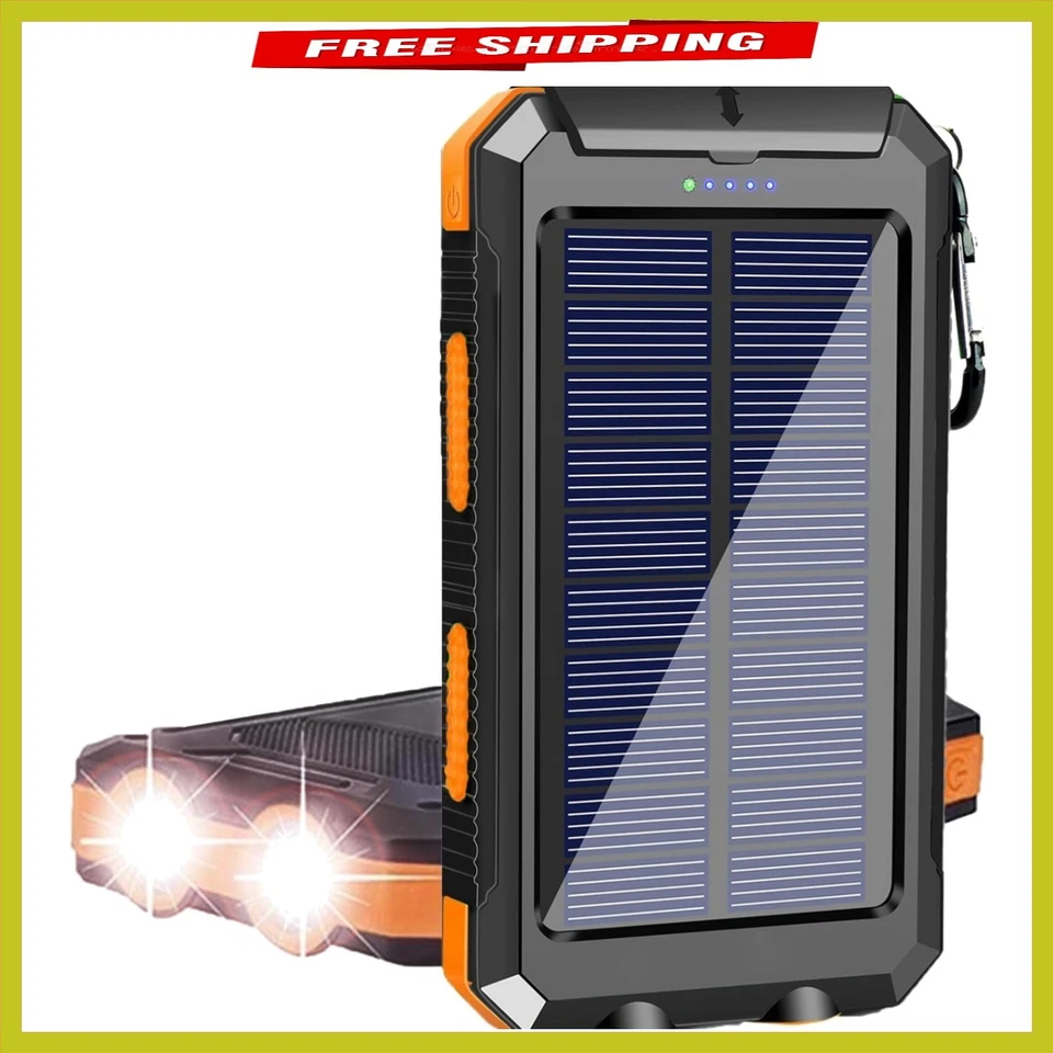 Banco de energía solar 38800 mAh - Cargador portátil para todo tipo de clima con linternas LED Foto 1 de 4