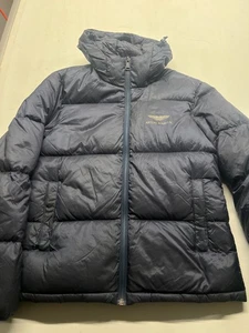 Aston Martin X Hackett Puffer Jacket Blue Full Zip Quilted Racing Men Sz 22x26.5 - Picture 1 of 10