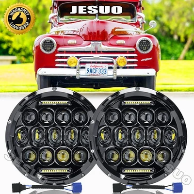 Pair For Ford Deluxe 1939-1951 7" Inch Round LED Headlights Lamp Housing New Foto 1 de 4