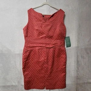 Jones Wear Dress Womens 18W Red Sleeveless Sheath Jacquard Cocktail Party New - Picture 1 of 13