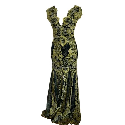Anthropologie Erin Fetherston Lace Maxi Dress Gown Size 2 Fairycore Regal New - Image 1 of 4