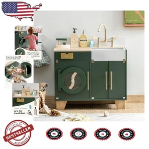 Juego de cocina vintage Green Play - lavadora y secadora de juguete de madera con sonidos realistas - Imagen 1 de 11