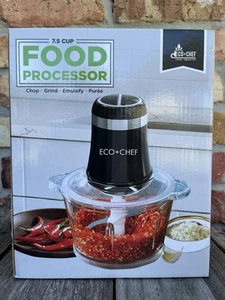 ECO + CHEF 7.5 CUP GLASS BOWL FOOD PROCESSOR Grind Chop Emulsify Purée NEW - Picture 1 of 5