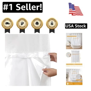 Versatile Hookless 70x54 Shower Curtain Liners - White, Snap Closure, Easy Care - Picture 1 of 9