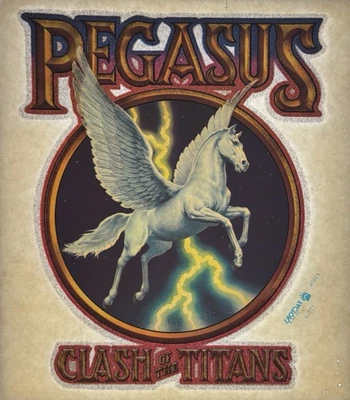 Original Vintage 1981 Clash Of The Titans Pegasus Movie Glitter Iron On Transfer - Image 1 of 2