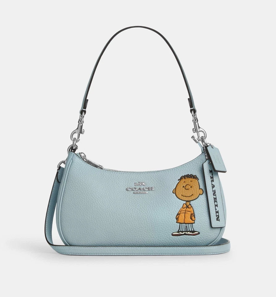 Coach X Peanuts Teri Shoulder Bag Leather With Franklin CBJ80 Light Blue