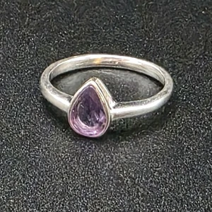 Sterling Silber Ring Amethyst Träne Steinfassung Größe 7 - Bild 1 von 5
