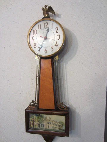 Vintage Sessions Model Banjo Working Electric Wall Clock W Mount Vernon Scene Cover