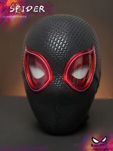 Black Spiderman Miles Adult Wearable Hood Mask LED Eyes Ring Remote Control Wink