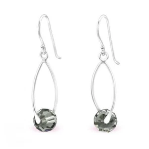 Pendientes colgantes de plata de ley 925 con cristales de diamantes negros hechos con Swarovski de 8 mm  - Imagen 1 de 3