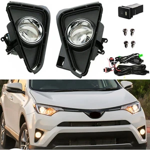 For Toyota Rav4 2016 2017 2018 Clear Lens Fog Driving Lights Kit w/ Bezels Wires - Picture 1 of 18