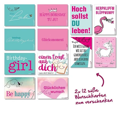 24 Wunsch-Postkarten mit Sprüchen I DIN A6 I Spruch-Karten Set lustig I dv_203 - Bild 1 von 4