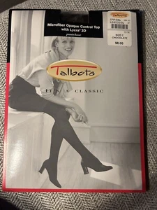 VTG Talbots Microfiber Opaque Pantyhose Size C Chocolate Control Top w/ Lycra 3D - Picture 1 of 5