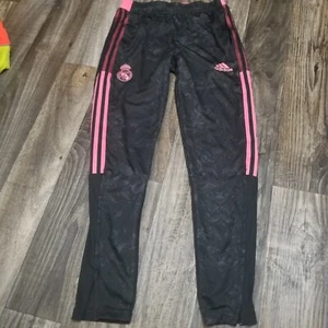 Adidas Real Madrid FC Soccer Icon Woven Track Pants Floral Womens Small Pink - Picture 1 of 17
