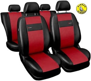 Car seat covers fit Audi A3 (1996- 2020) black/red leatherette full set - Picture 1 of 7