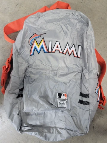 Herschel Supply Co Miami Marlins Packable Collection Daypack Gray MLB New w/ Tag Cover