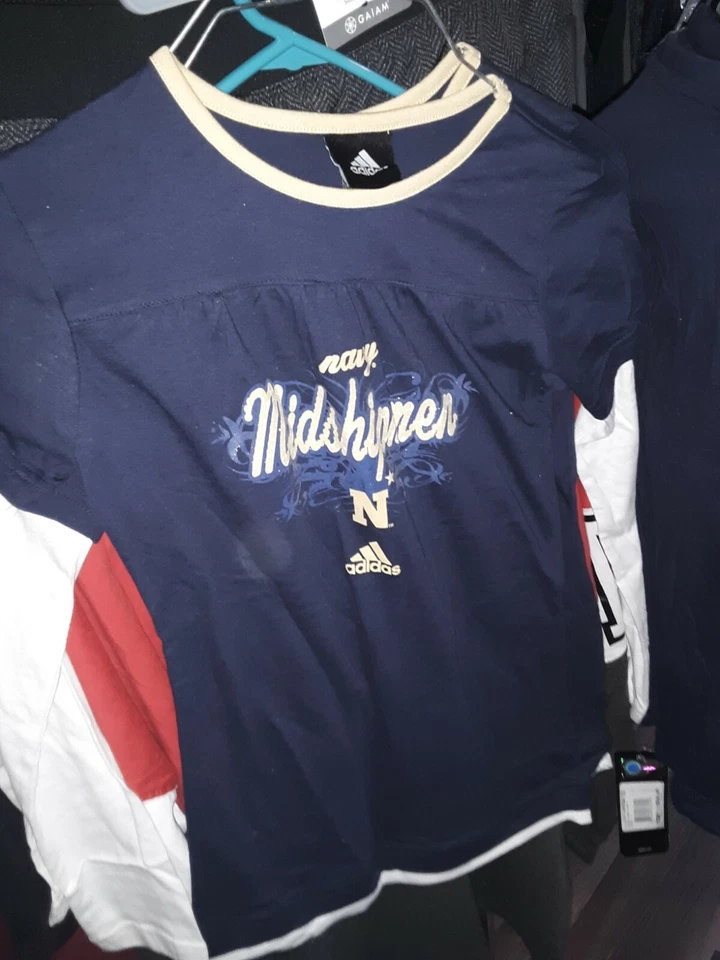 Navy Midshipmen Naval Academy girls kids LARGE Adidas Long Sleeve Shirt 2 tone - Imagem 1 de 1