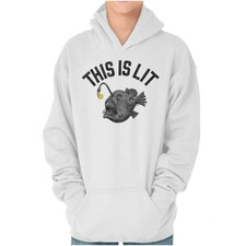 This Is Lit Anglerfish Funny Fisherman Gift Youth Hooded Pullover Sweatshirts